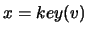 $ x = key(v) $